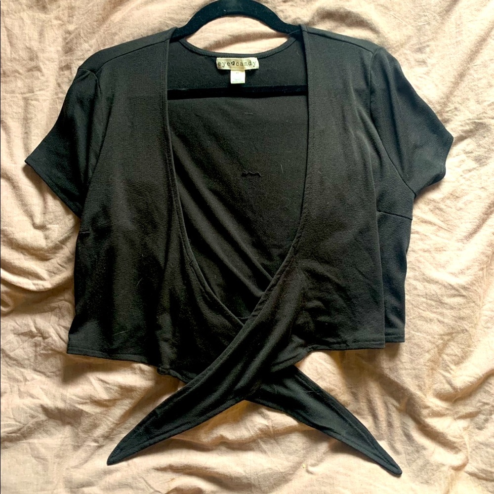 Cute black tie crop
